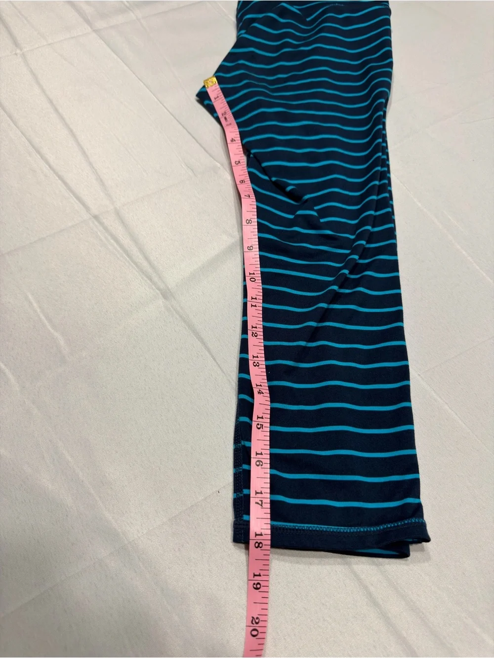 Athleta Capri Leggings Small Navy Flash Blue Stripe Yoga
